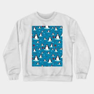 it's cold outside penguins seamless pattern navy Crewneck Sweatshirt